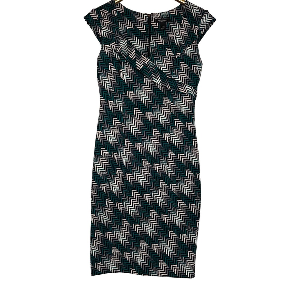 White House Black Market WHBM Size 8 V-Neck Cap Sleeve Dress Career Sheath Dress